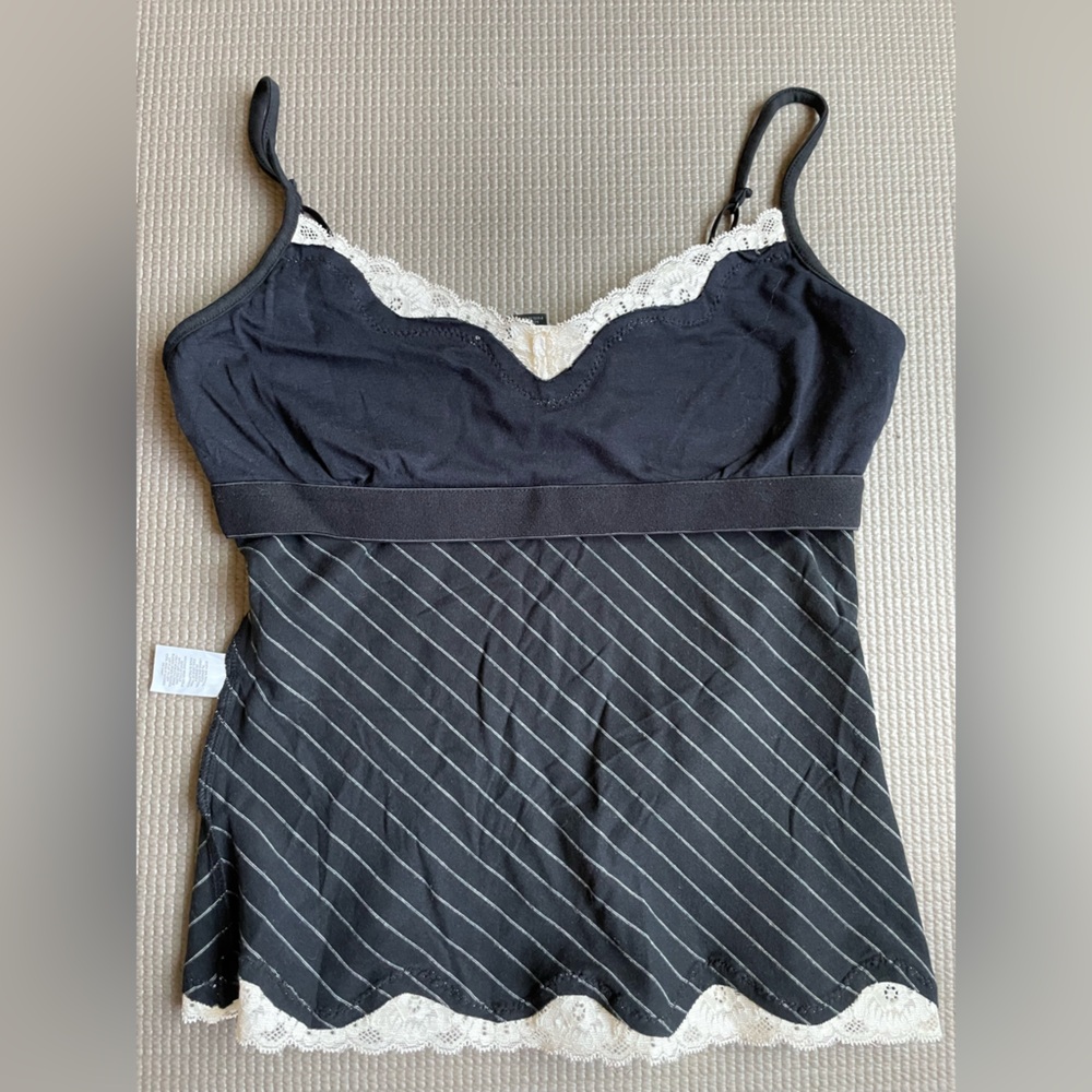 Nwt Y2k Express Lace Trim Pin Striped Cami Tank Stretch Built In